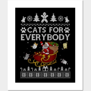 Cats For Everybody Christmas Cute Cat Lover Ugly Sweater Posters and Art